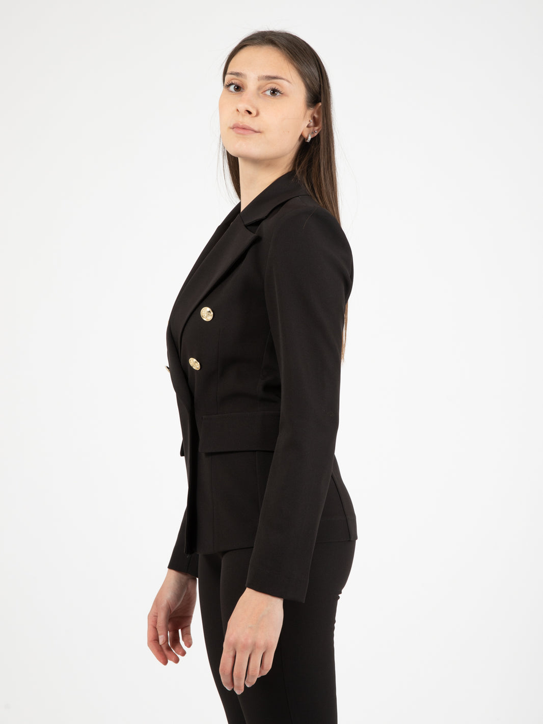 Blazer doppiopetto bottoni dorati nero