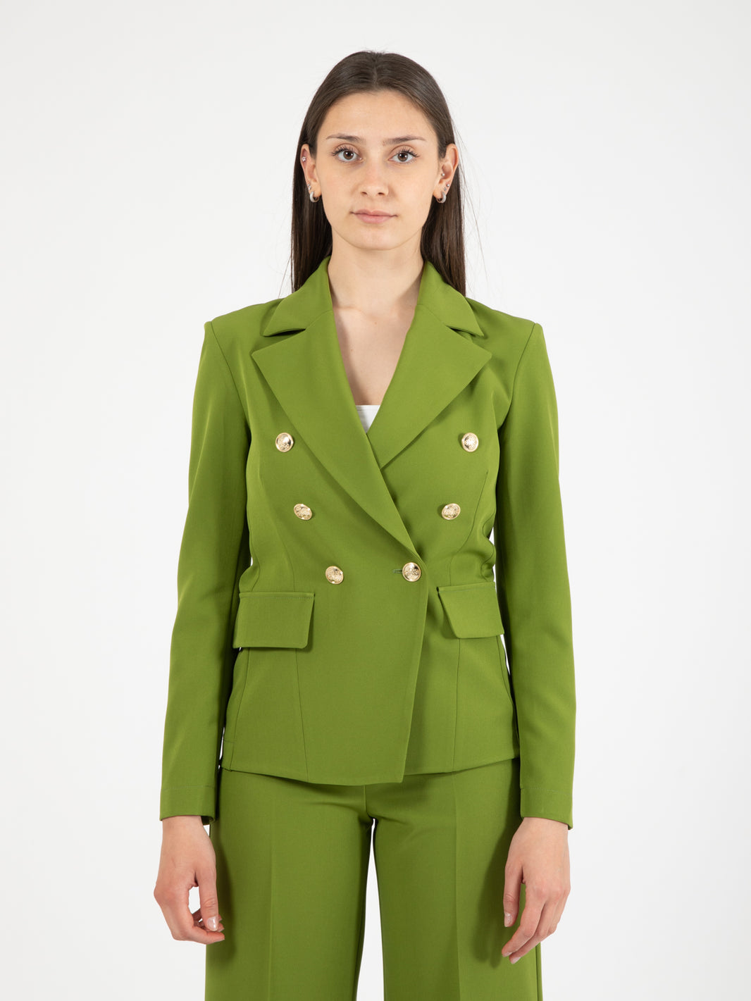 Blazer doppiopetto bottoni dorati verde