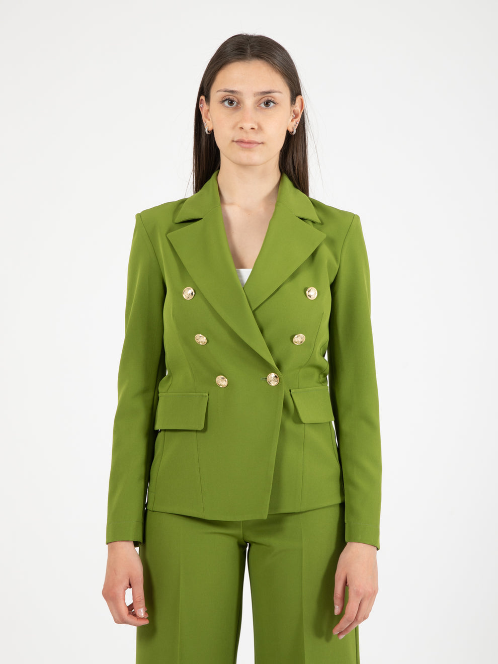 Blazer doppiopetto bottoni dorati verde