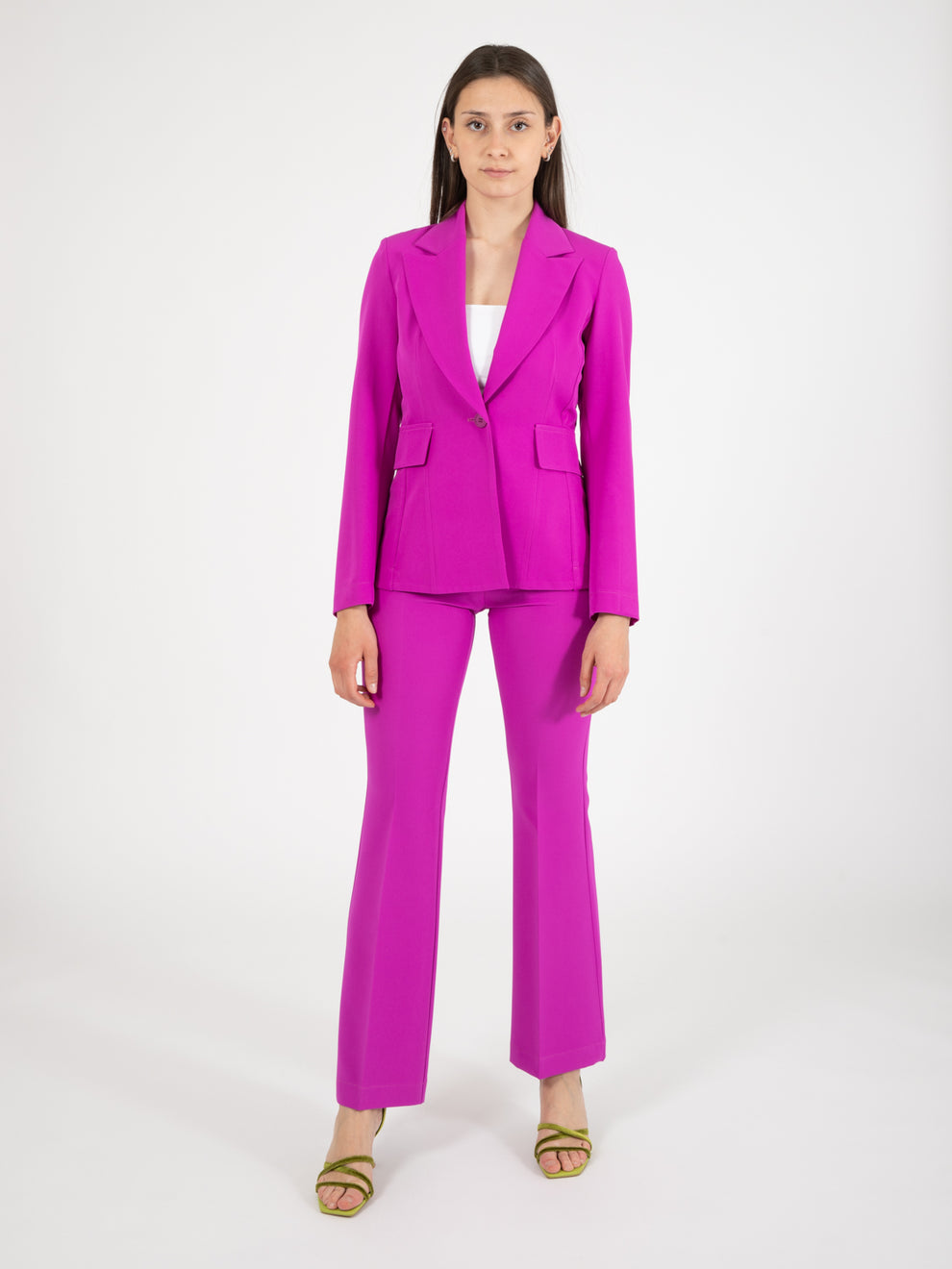 Blazer monopetto avvitato fuxia
