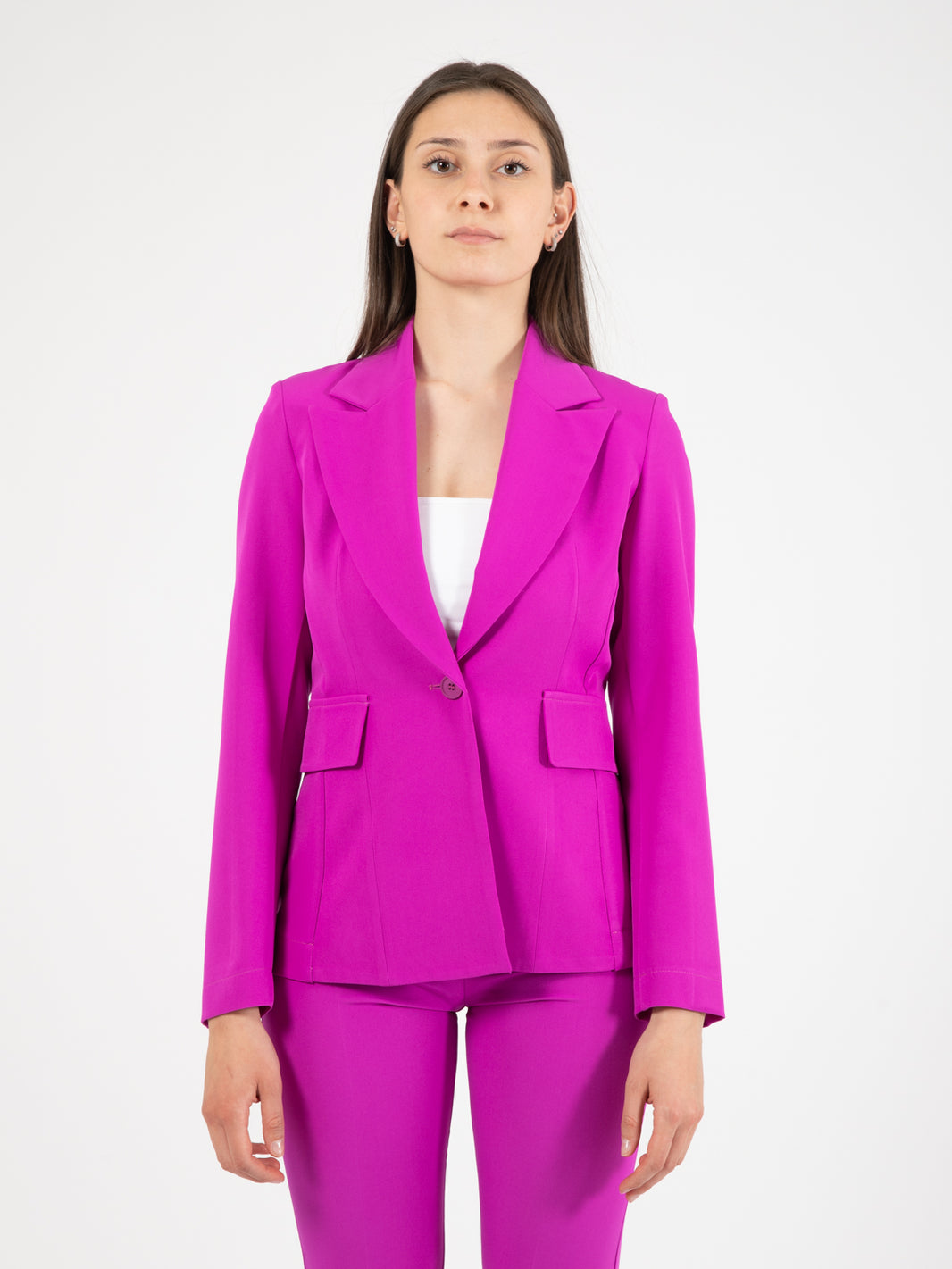 Blazer monopetto avvitato fuxia