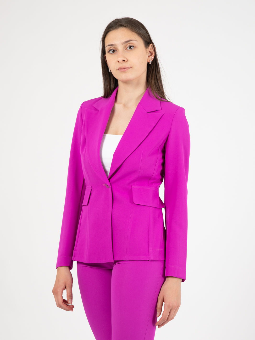 Blazer monopetto avvitato fuxia