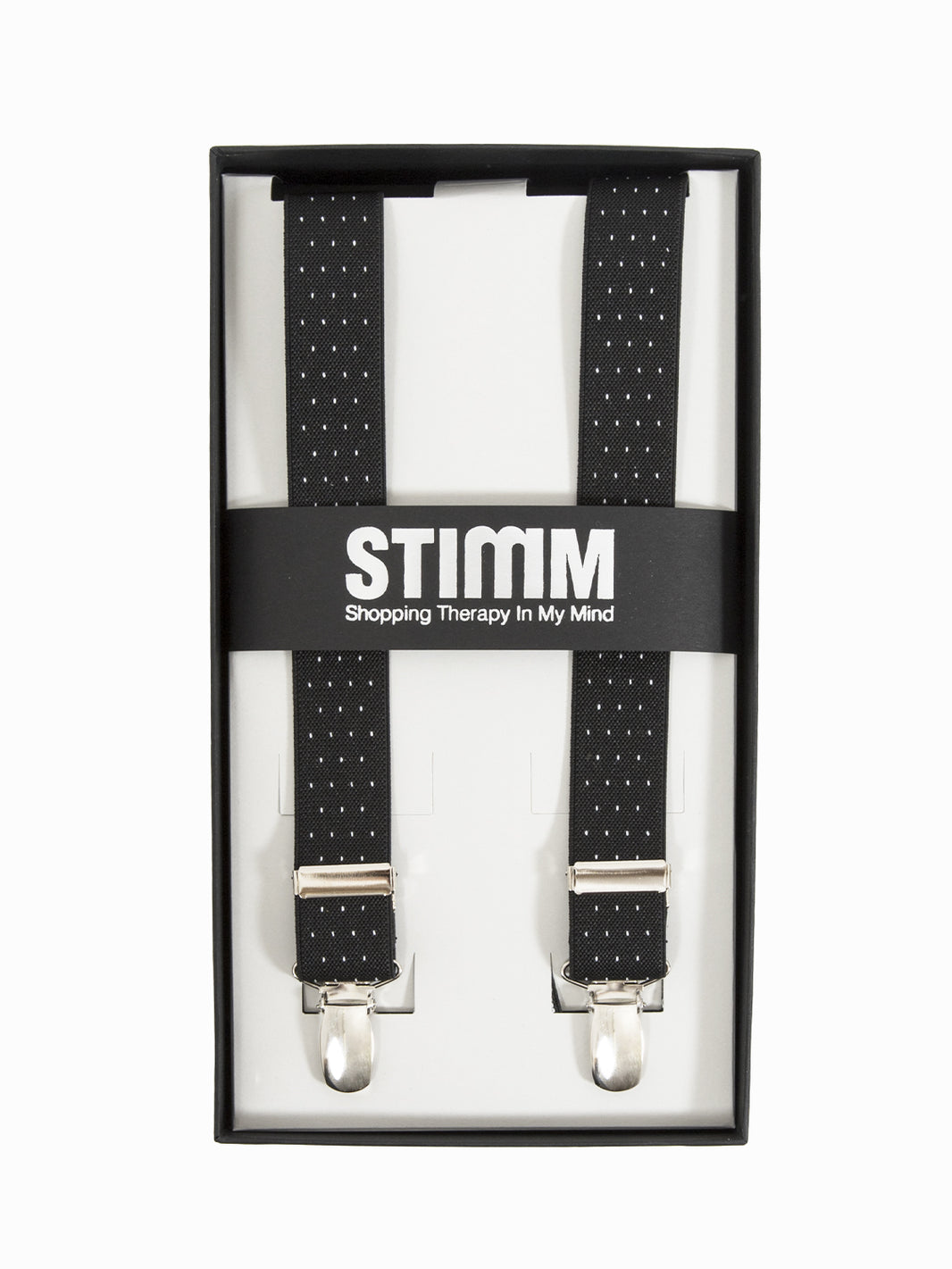 Black/white polka dot braces