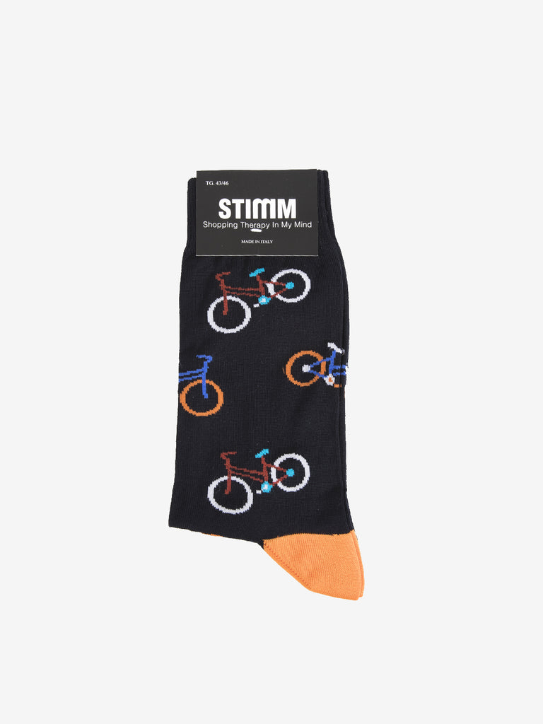 STIMM - Calzini fantasia biciclette nero / arancio
