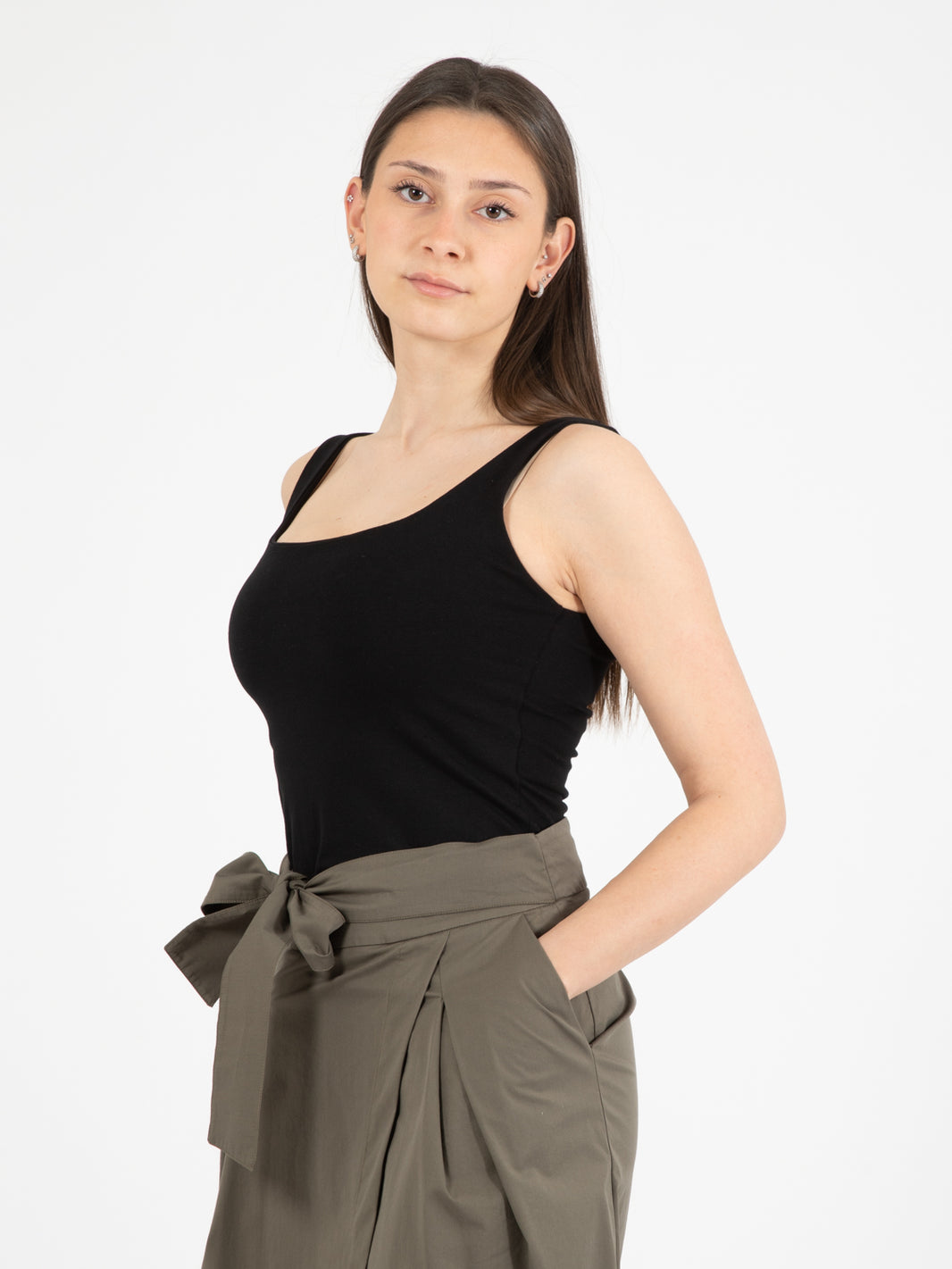 Black cotton tank top