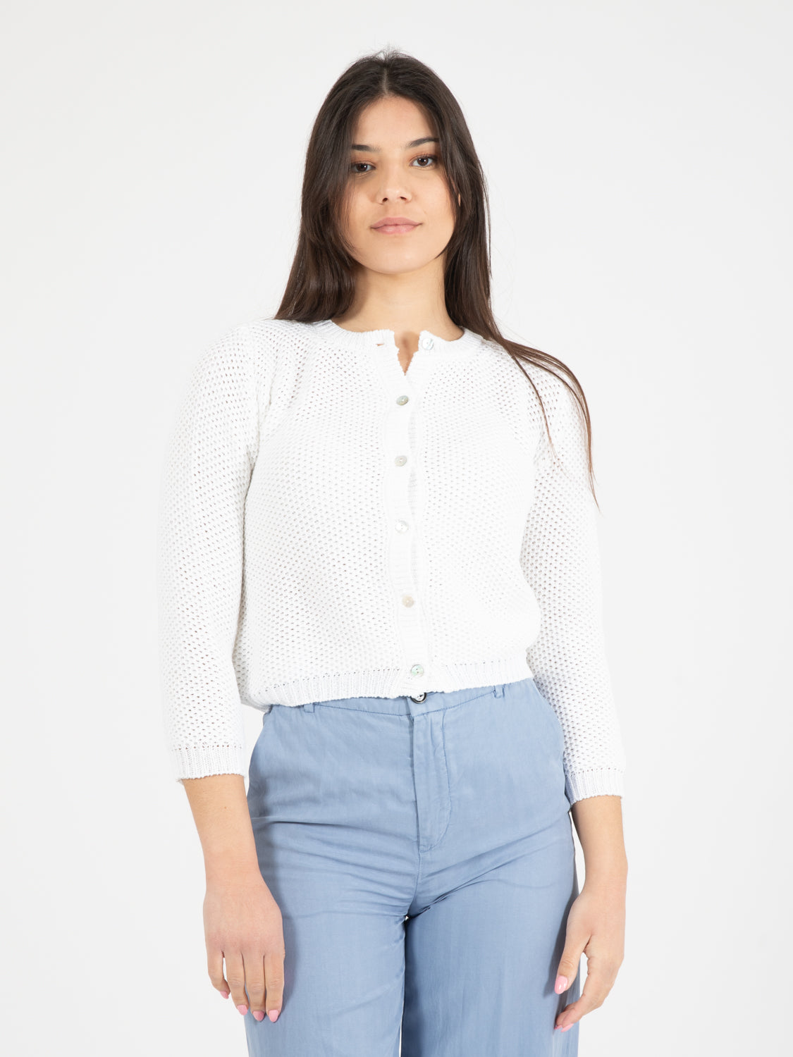 White Crop Cardigan