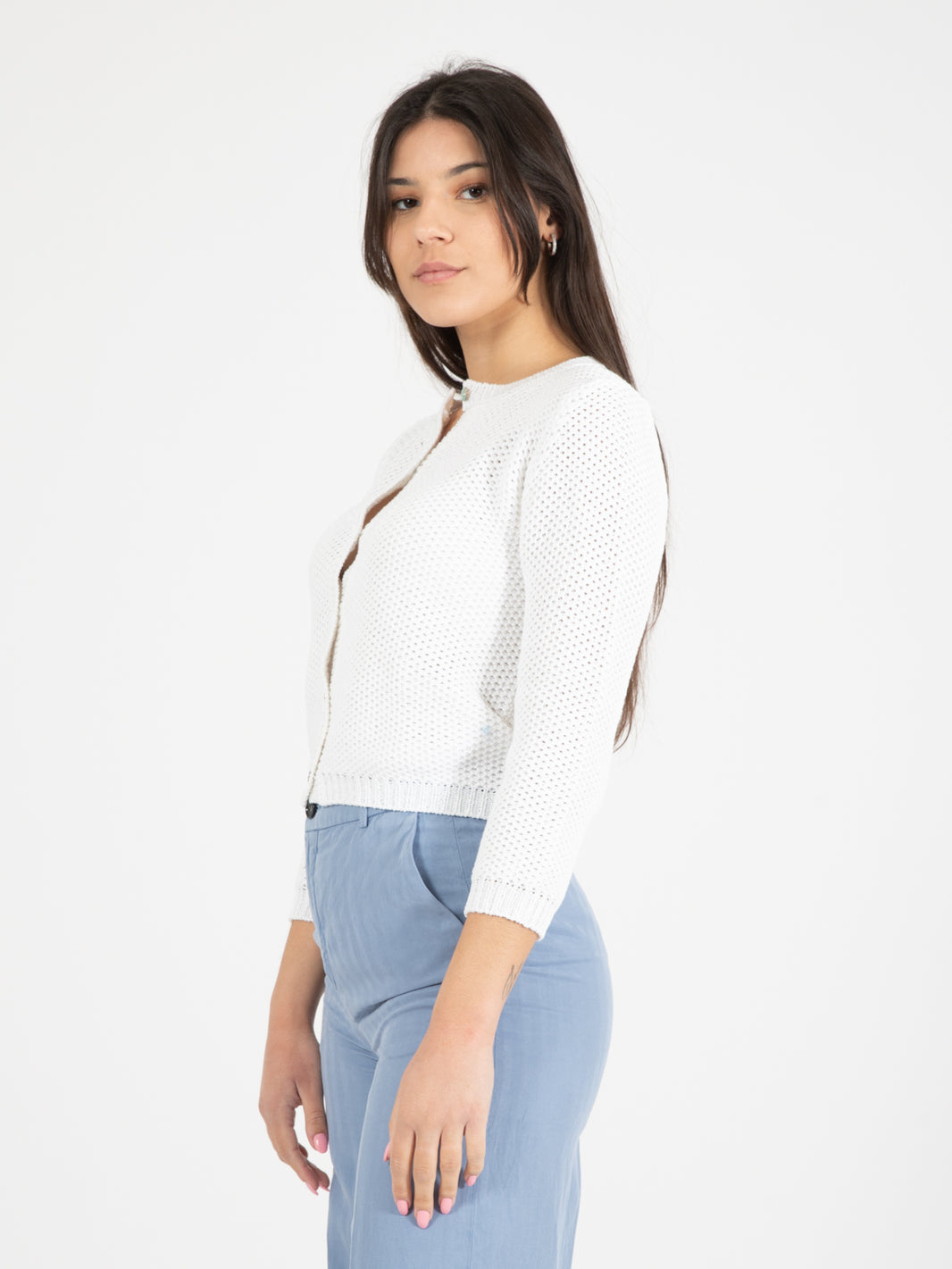 White Crop Cardigan