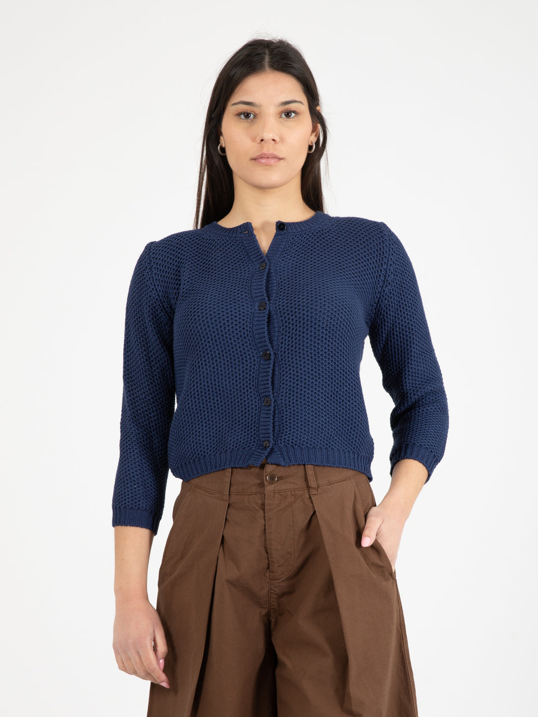 Blue Crop Cardigan