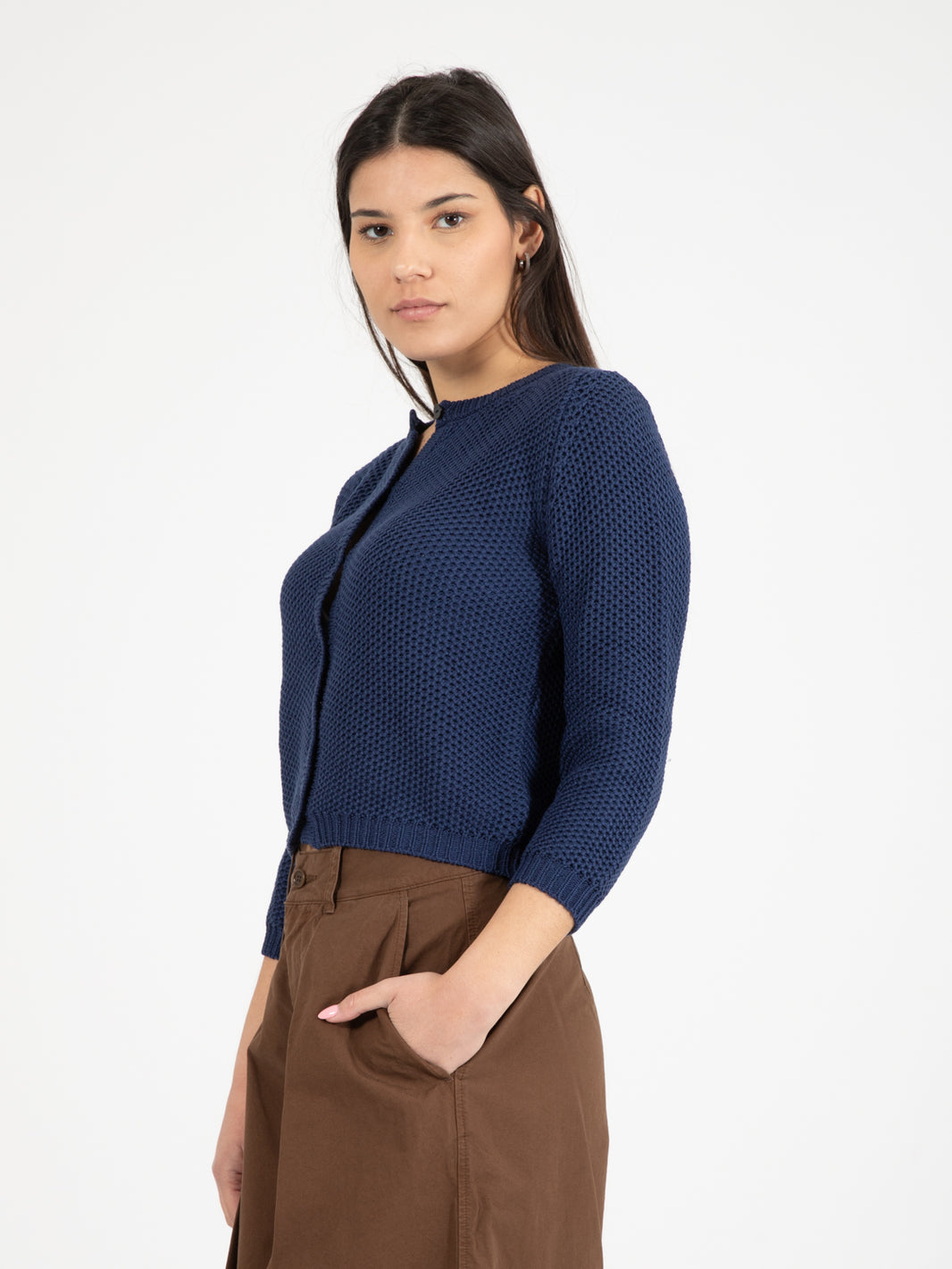 Blue Crop Cardigan