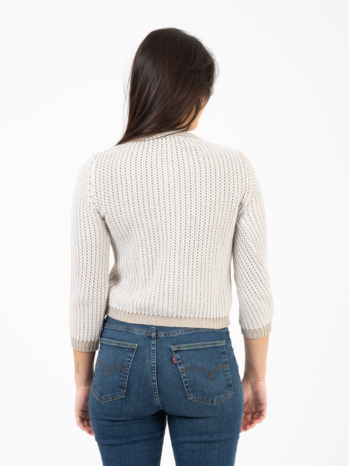 White/beige ribbon cardigan