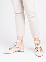 STIMM - Chanel basse beige con borchie