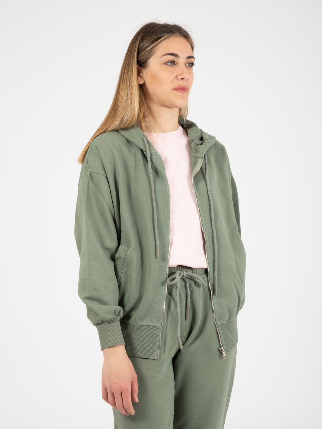 Basic zip sweatshirt olive