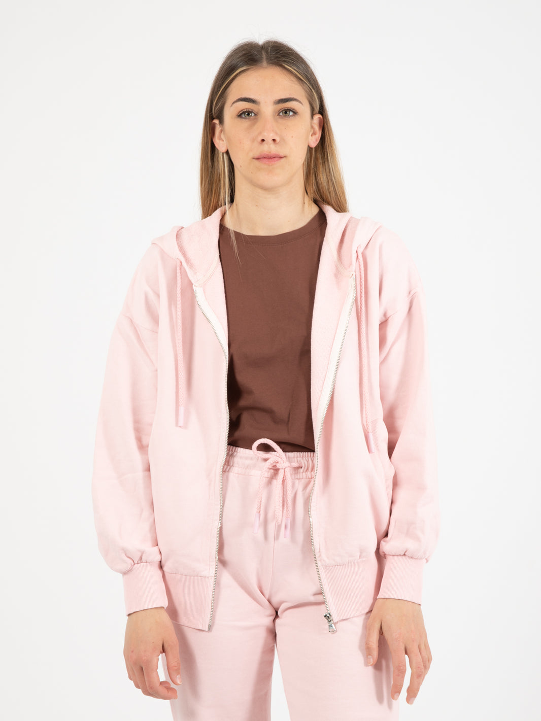 Basic zip sweatshirt pink
