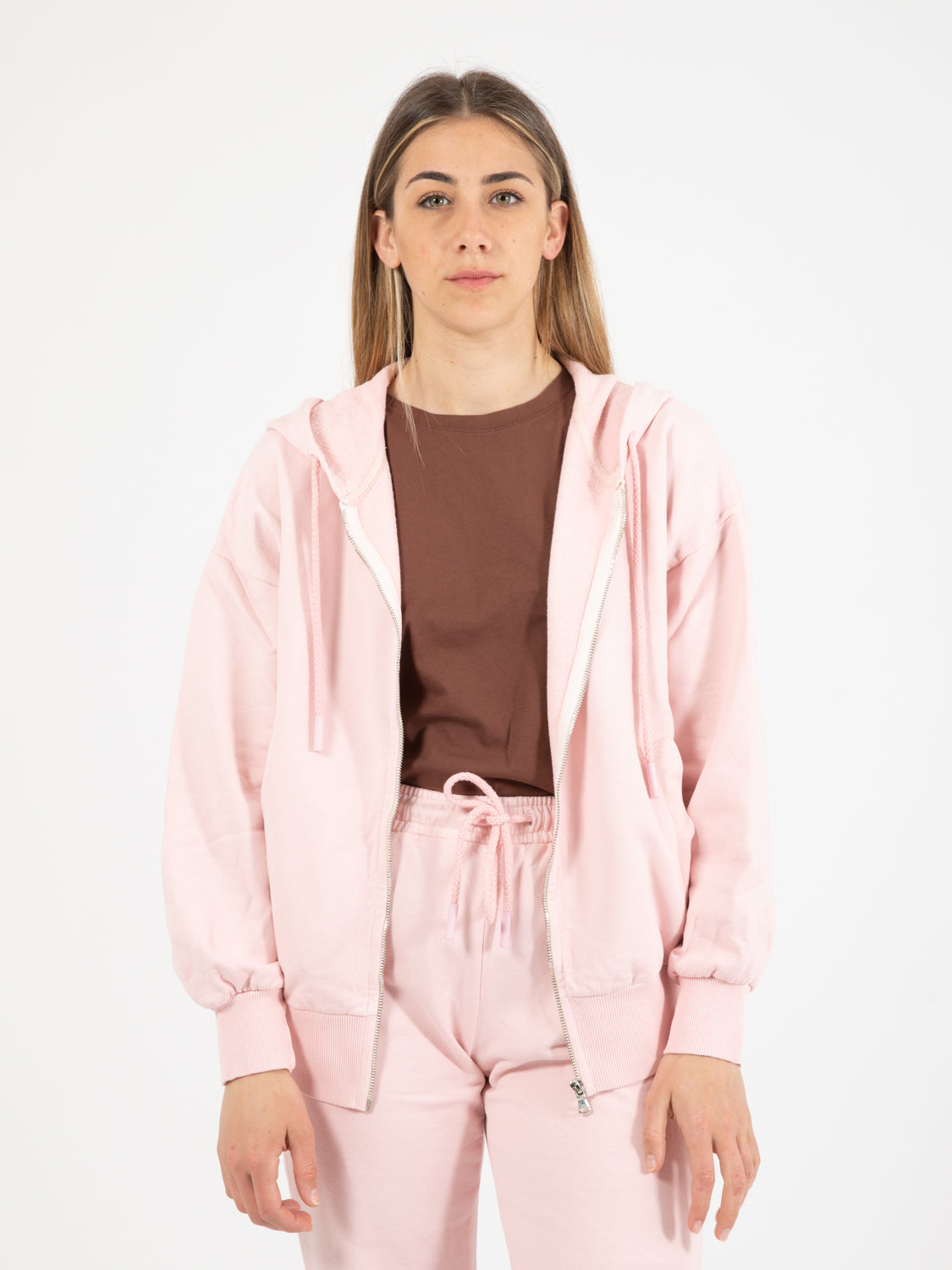 Basic zip sweatshirt pink