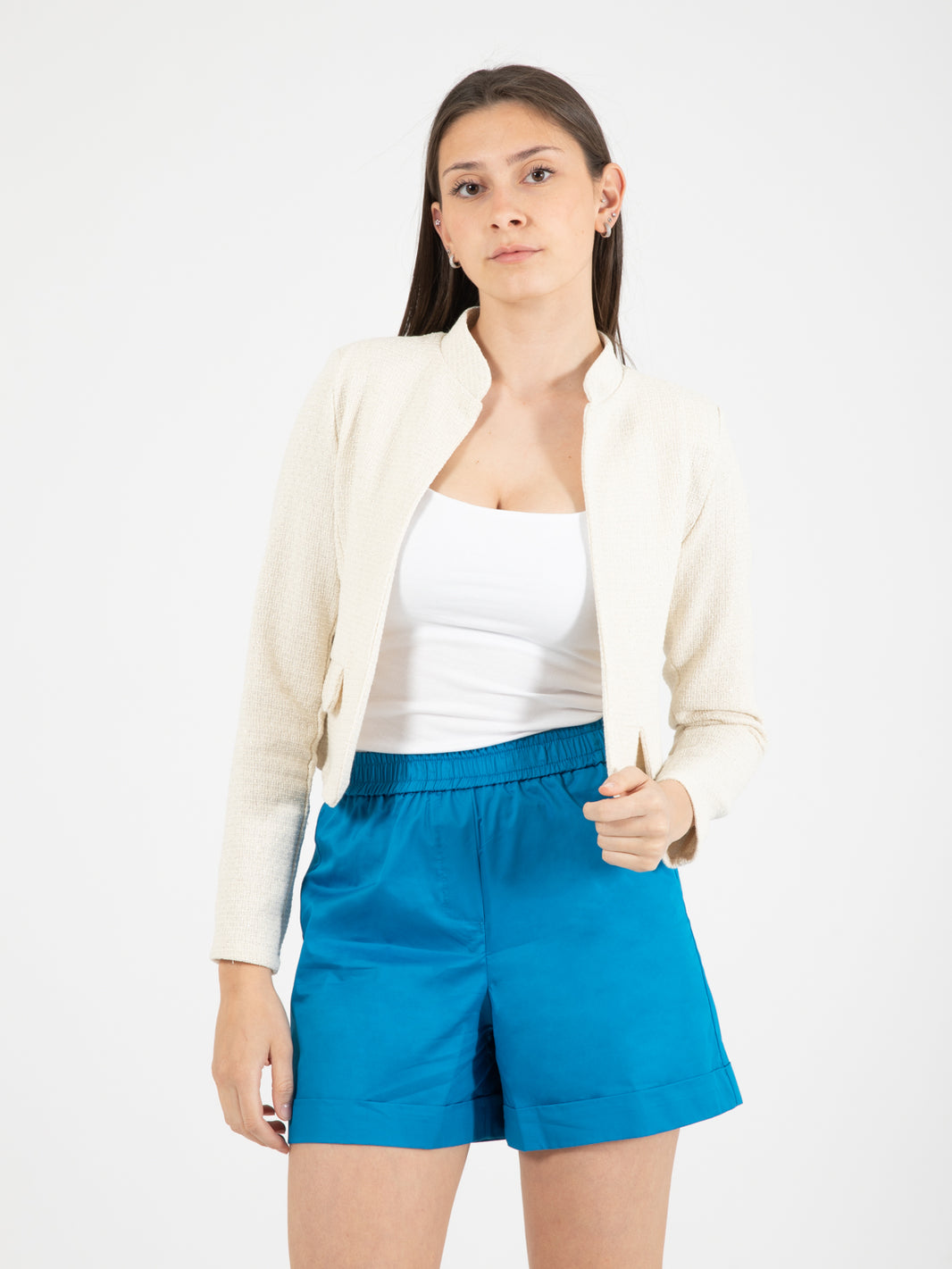Cream lurex short jacket