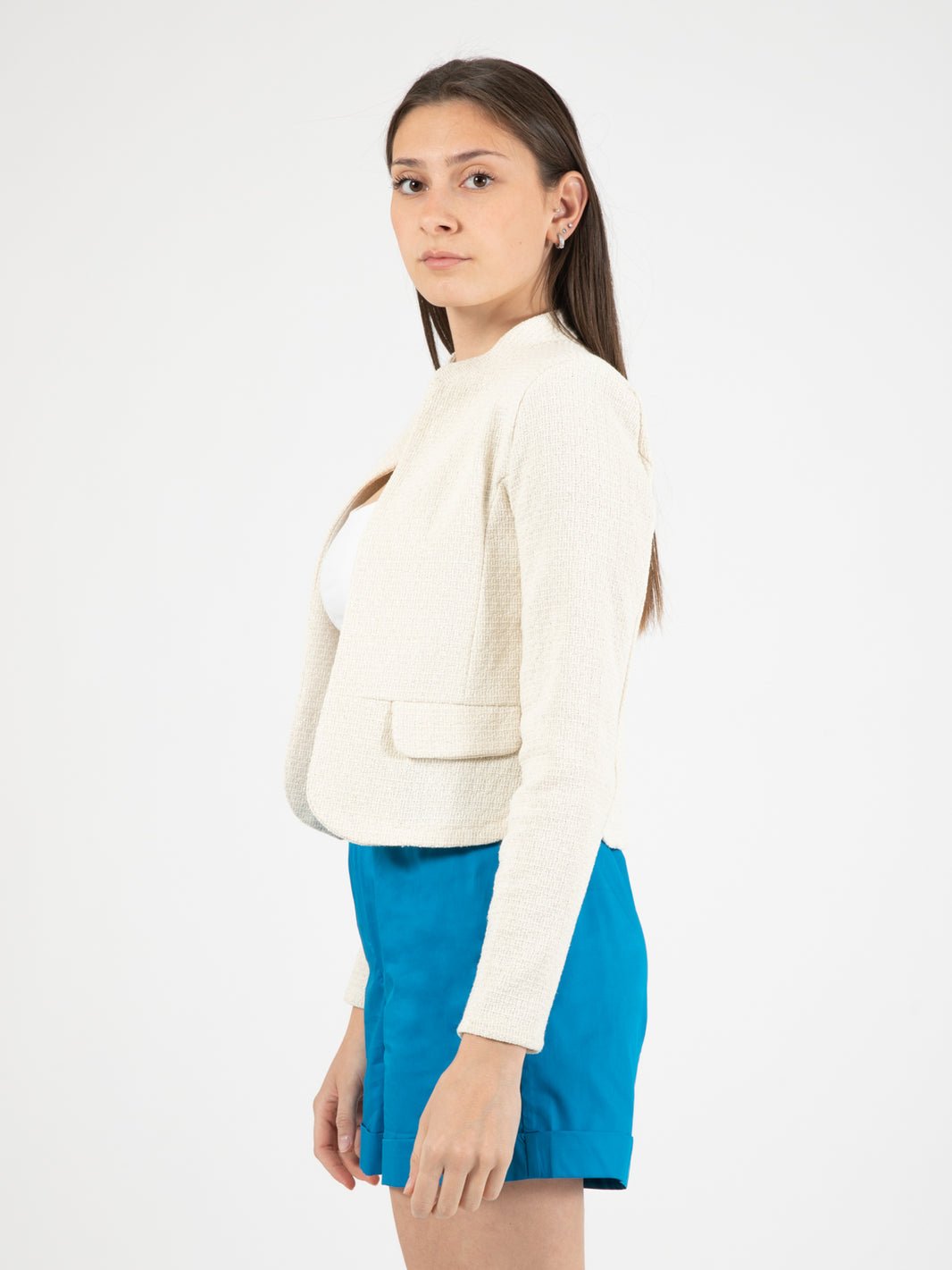 Cream lurex short jacket