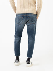 STIMM - Jeans cropped denim medio con baffature