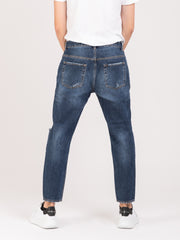 STIMM - Jeans cropped denim medio scuro con strappi