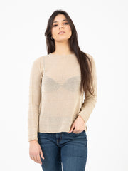 STIMM - Maglia a maniche lunghe in lurex beige