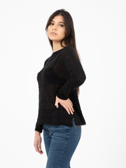 STIMM - Maglia a maniche lunghe in lurex nero