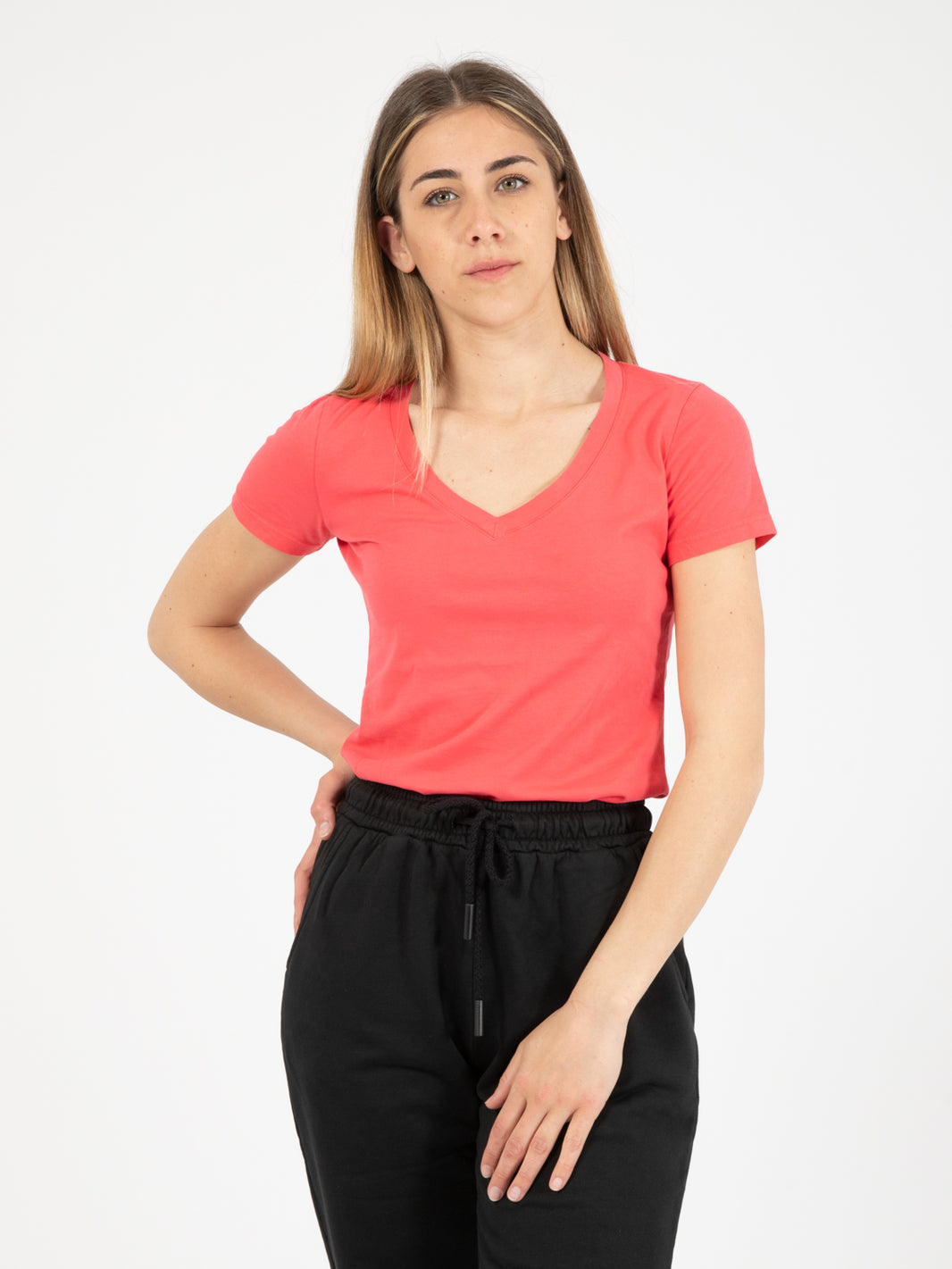 Basic V Coral Jersey