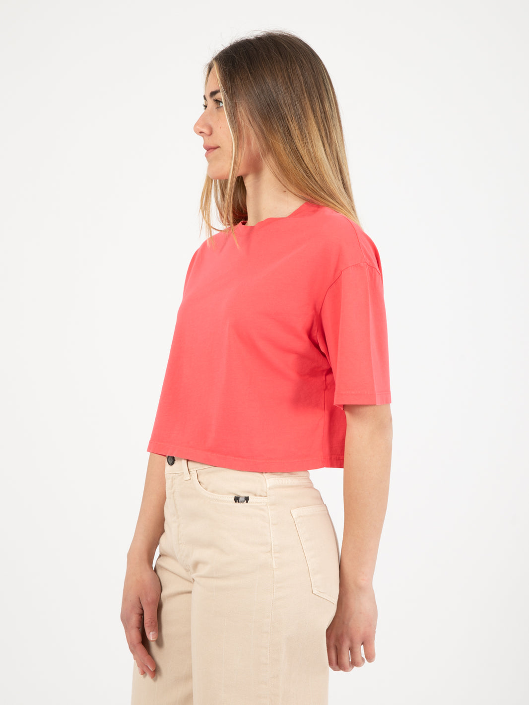 Coral Cropped Sweater