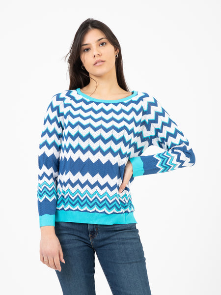 Maglia fantasia jacquard turchese