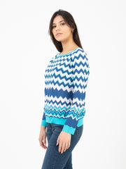 STIMM - Maglia fantasia jacquard turchese