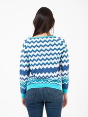 STIMM - Maglia fantasia jacquard turchese