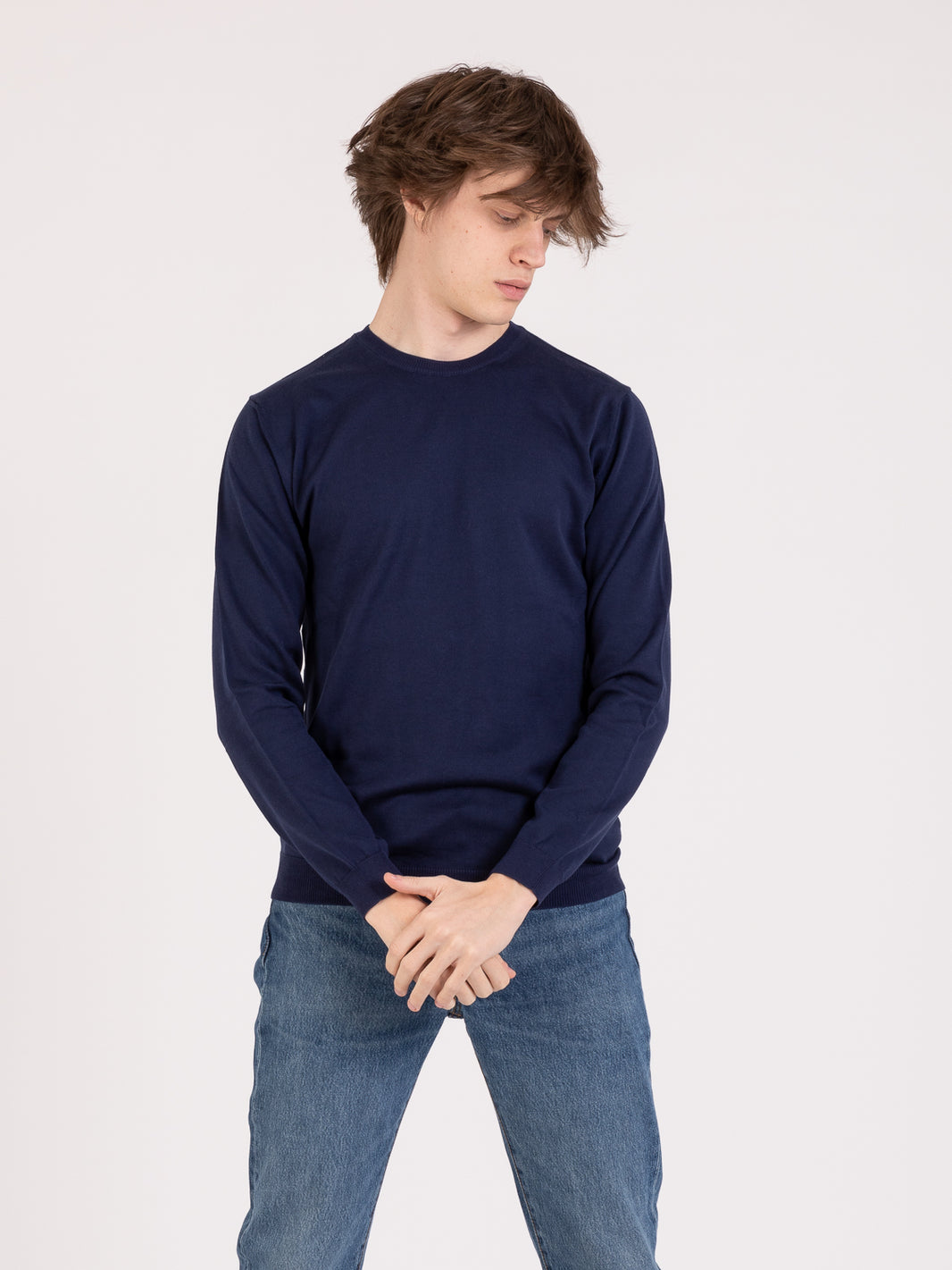Maglia girocollo blu