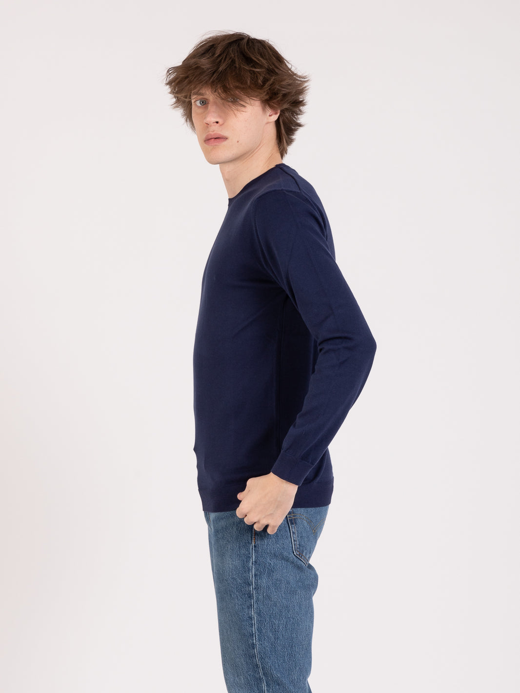 Maglia girocollo blu