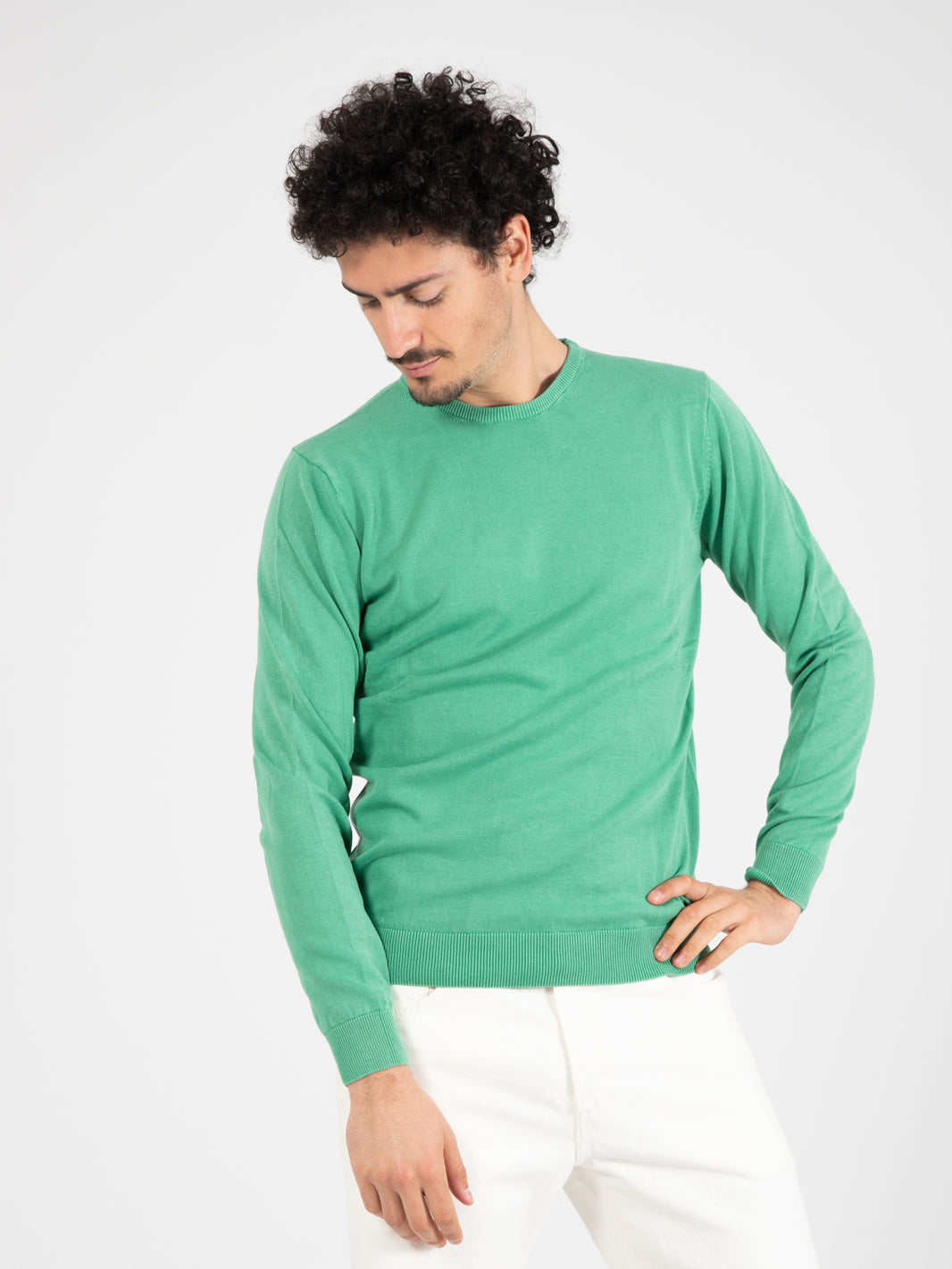 Maglia girocollo grass green