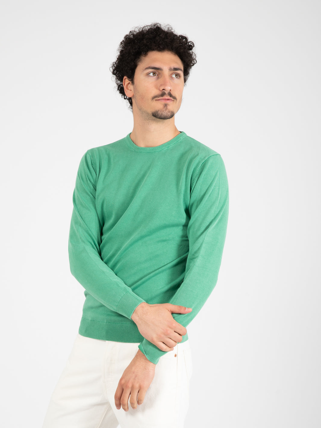 Maglia girocollo grass green
