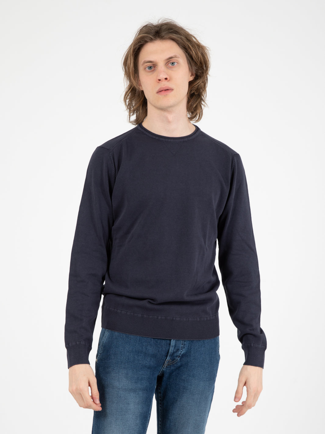 Maglia girocollo in cotone navy