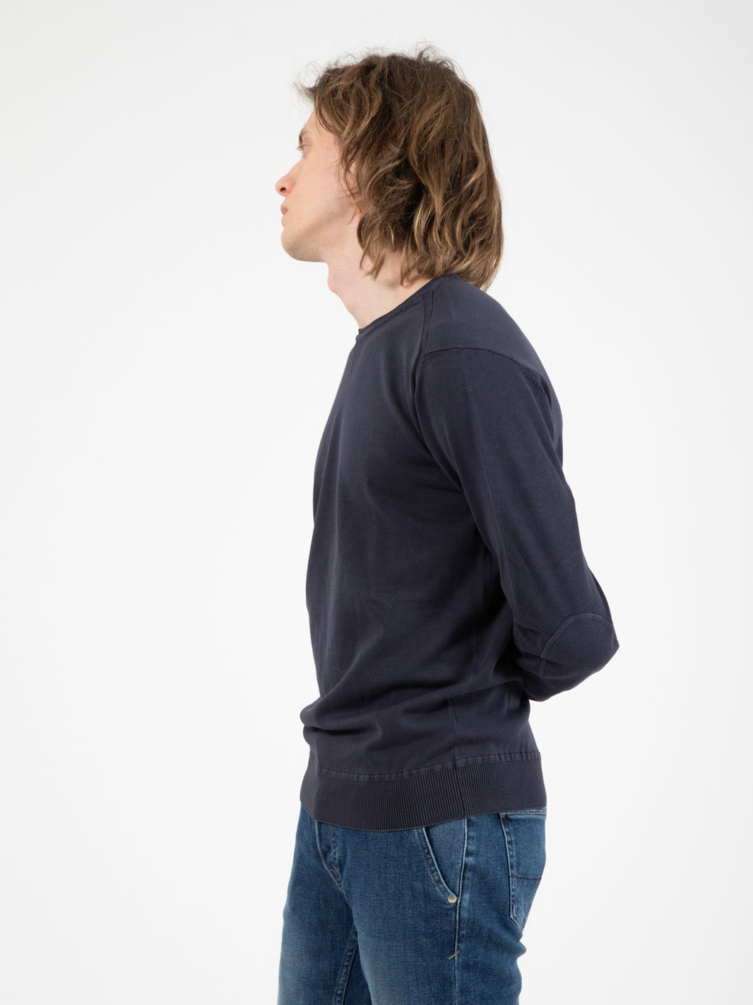 Maglia girocollo in cotone navy