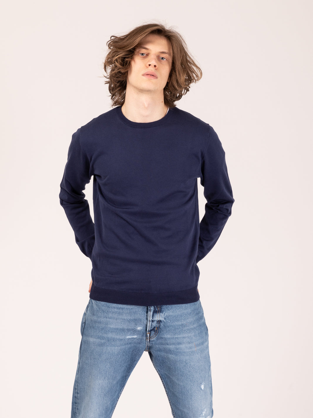 Maglia girocollo in cotone notte