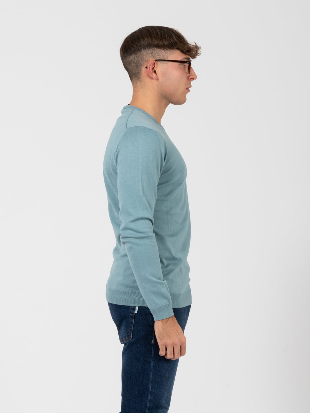 Maglia girocollo in cotone polvere