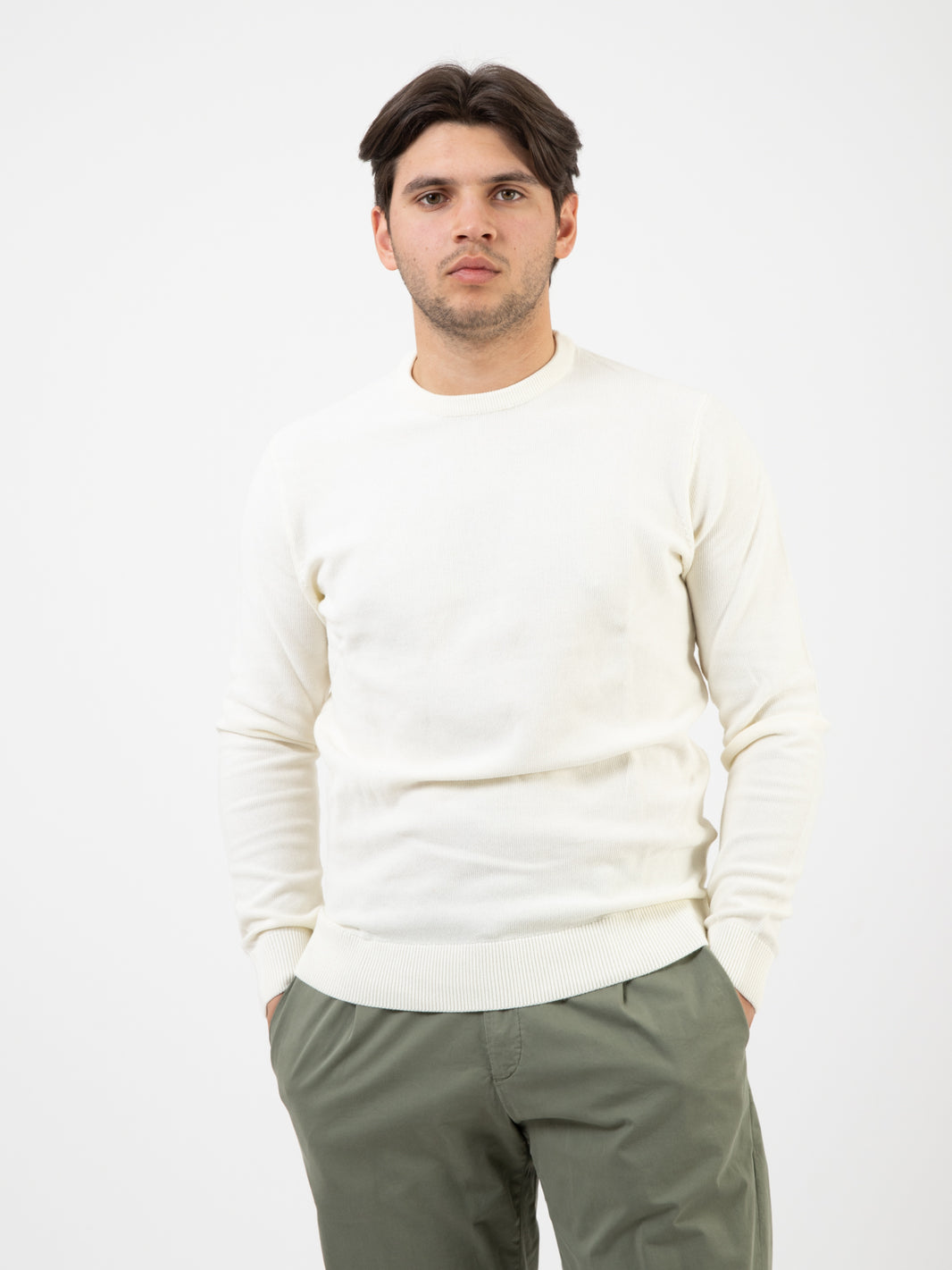 Maglia in cotone lavorato ecru