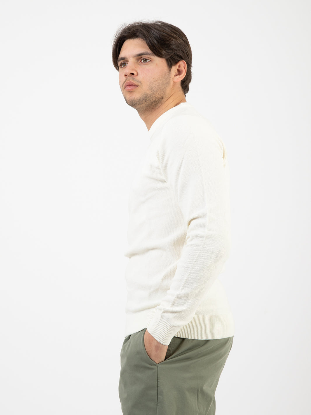 Maglia in cotone lavorato ecru