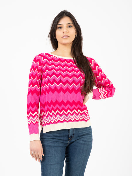 Maglia fantasia jacquard fuxia