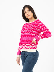 STIMM - Maglia fantasia jacquard fuxia