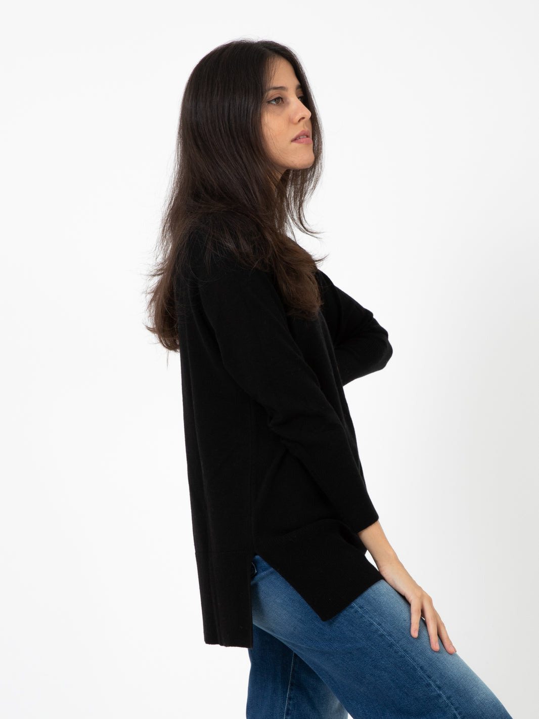 Maglia raglan lunga nera