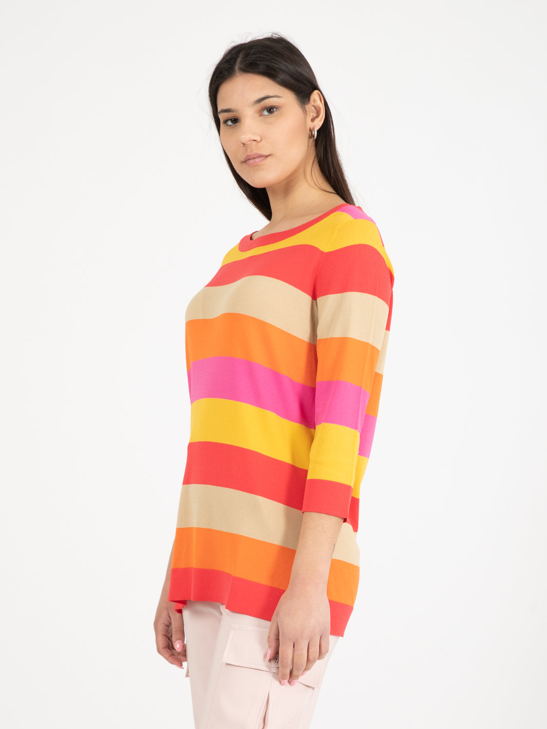 Maglioncino maniche 3/4 fuxia / arancio