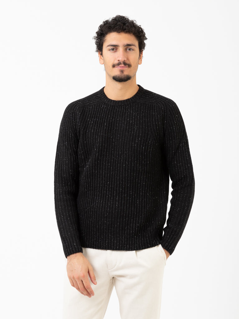 STIMM - Maglione raglan a coste nero