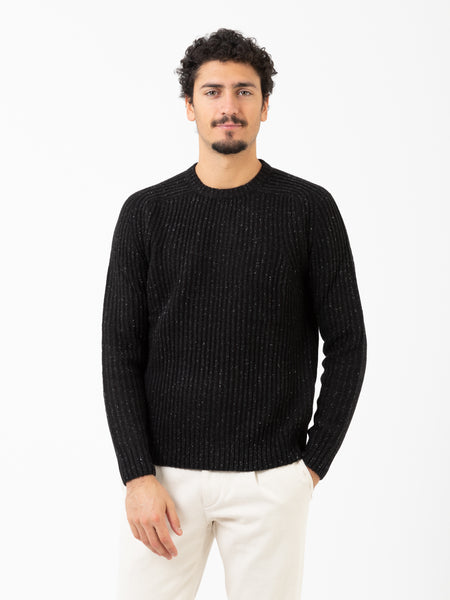 Maglione raglan a coste nero