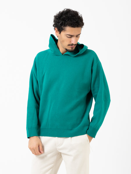 Maglione smeraldo con cappuccio