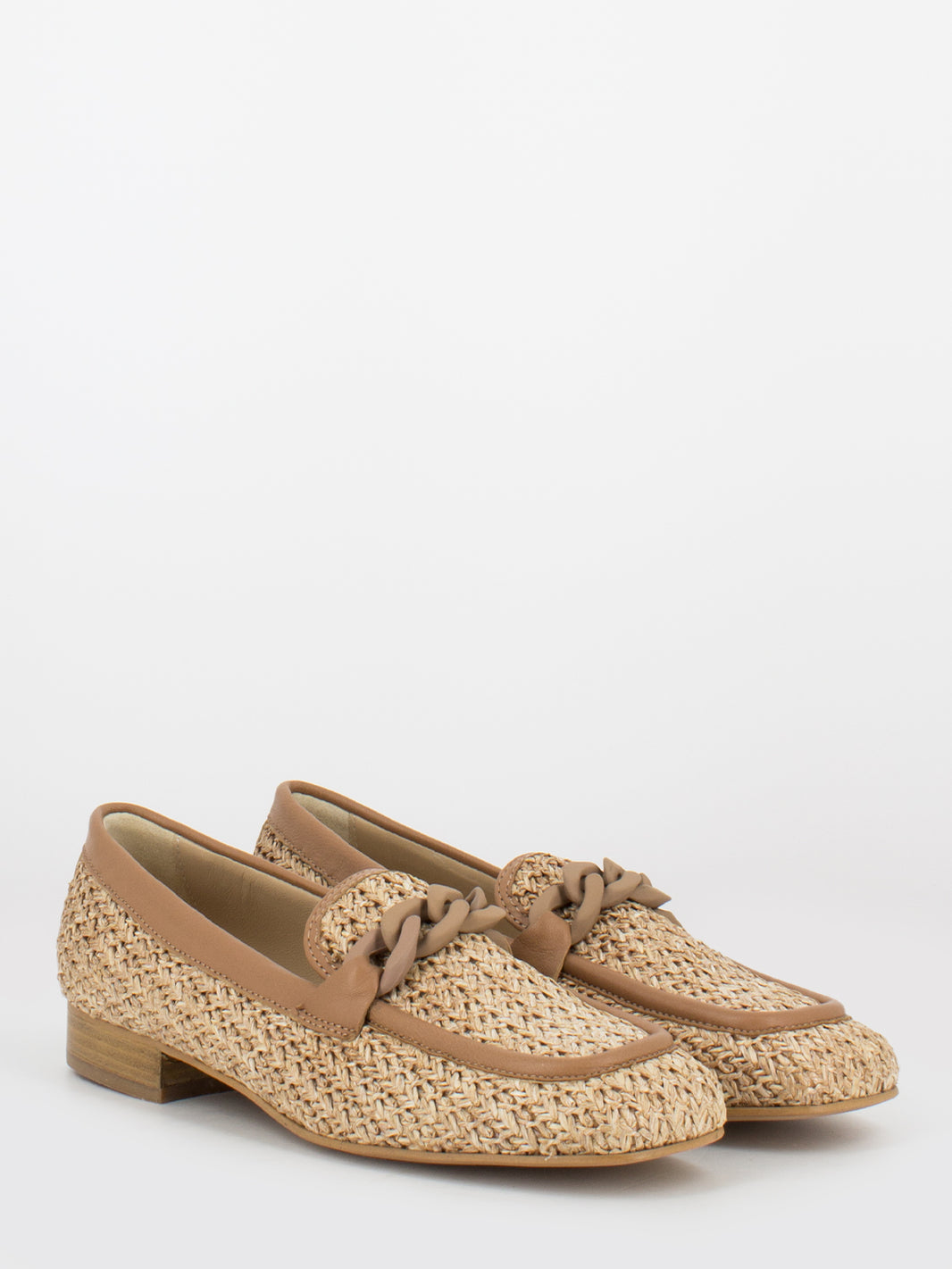 Mocassini Camilla in raffia intrecciata natural tan