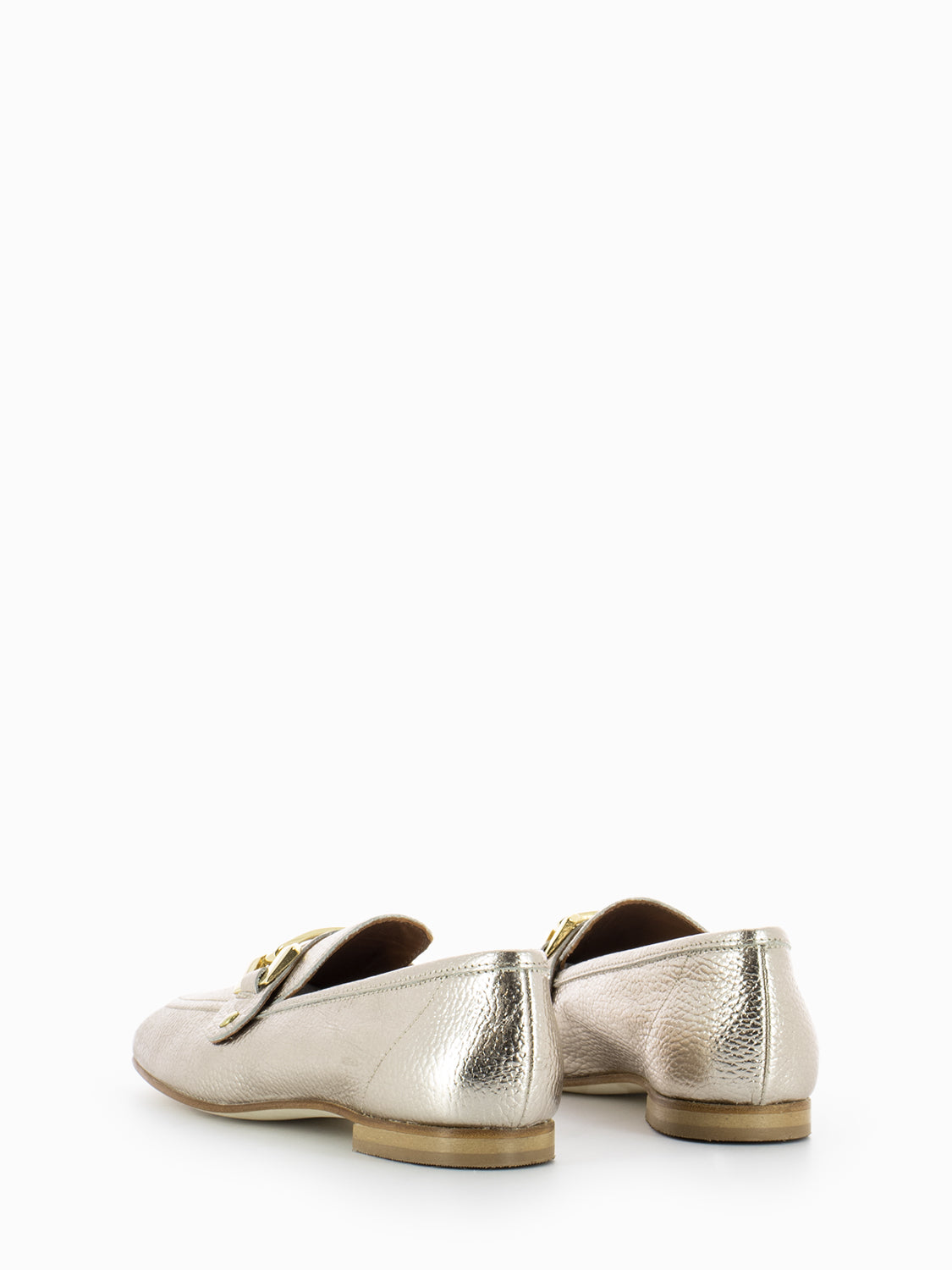Mina platinum laminated moccasins
