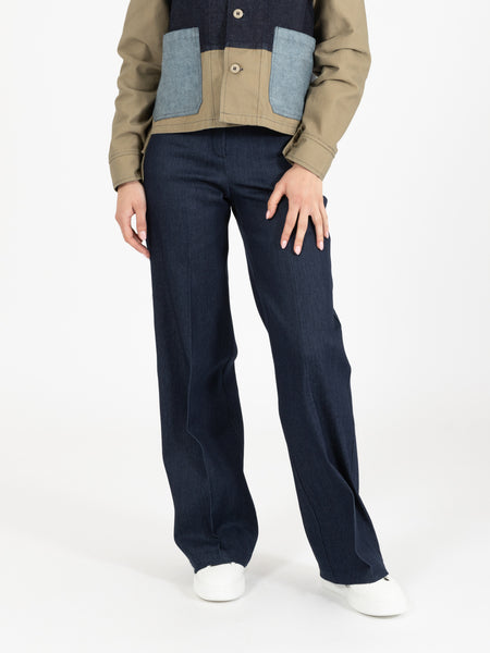 Pantalone palazzo blu denim