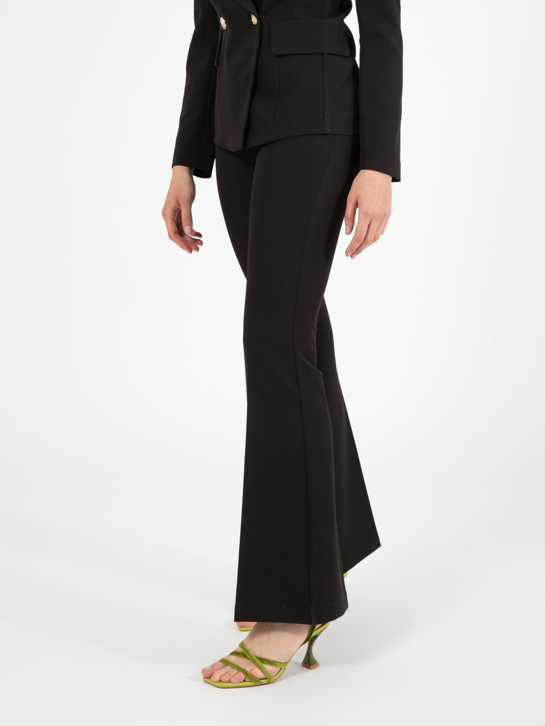Black flared trousers